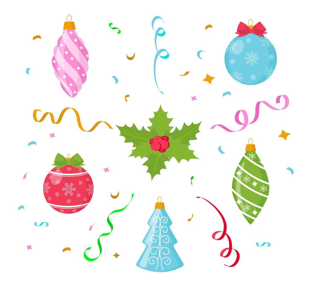 Christmas tree decorations isolated set Vector illustration