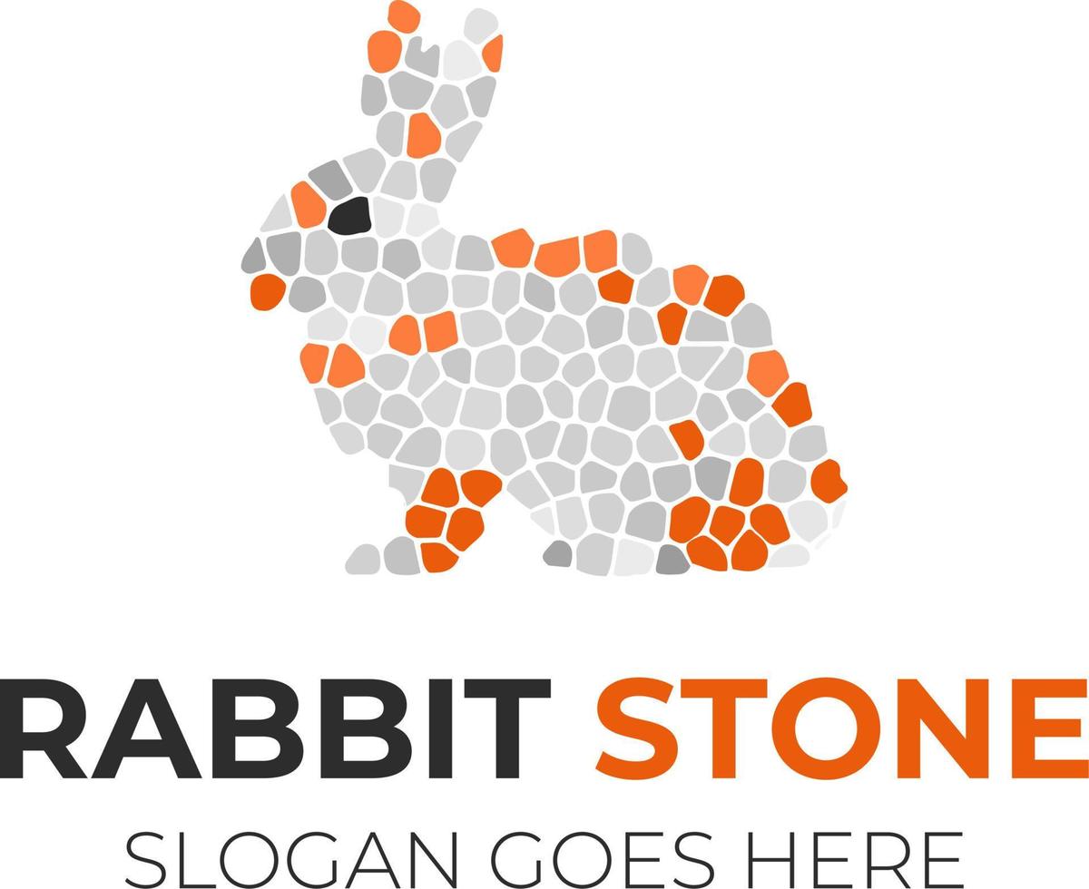 Rabbit stone logo design free template vector