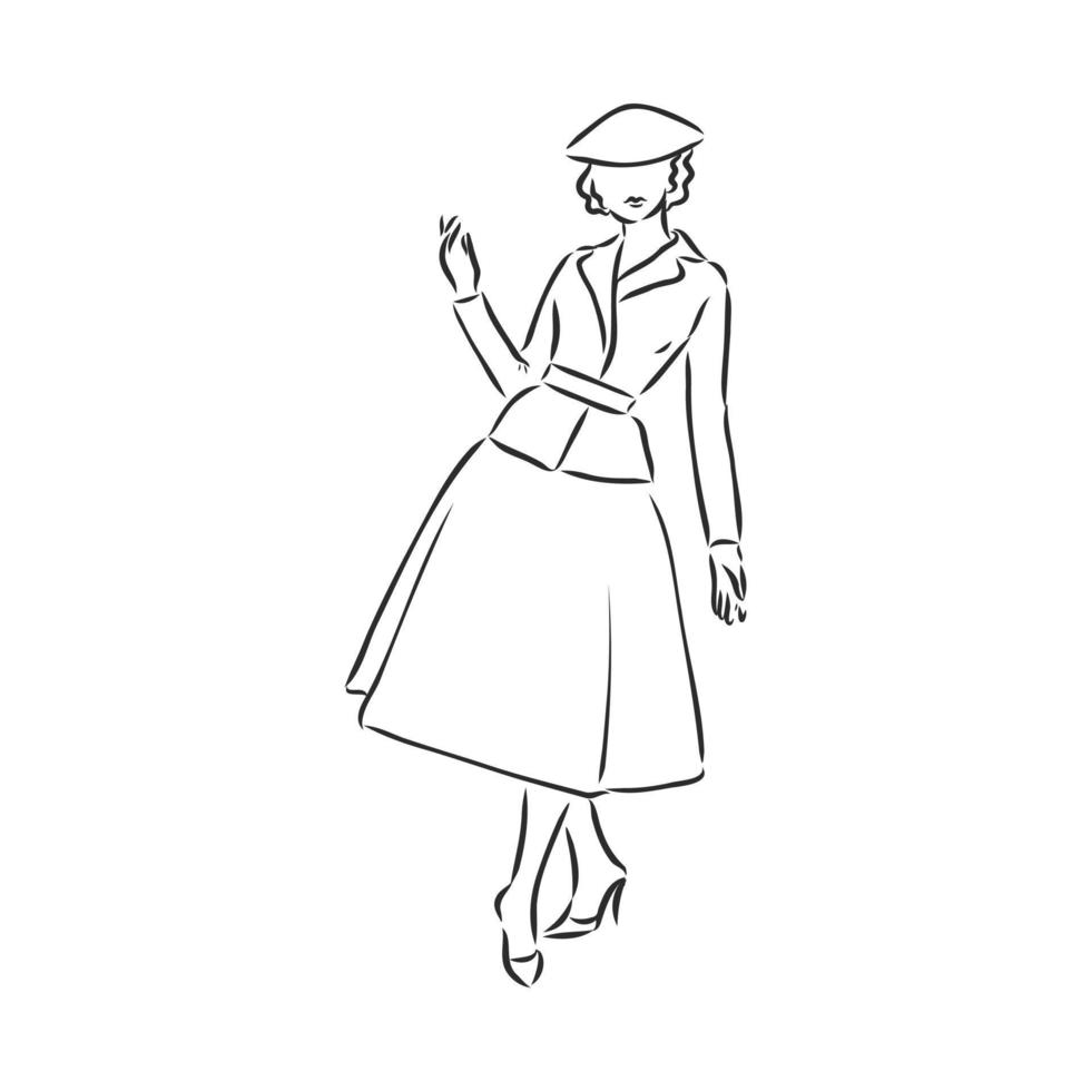 retro dress vector sketch