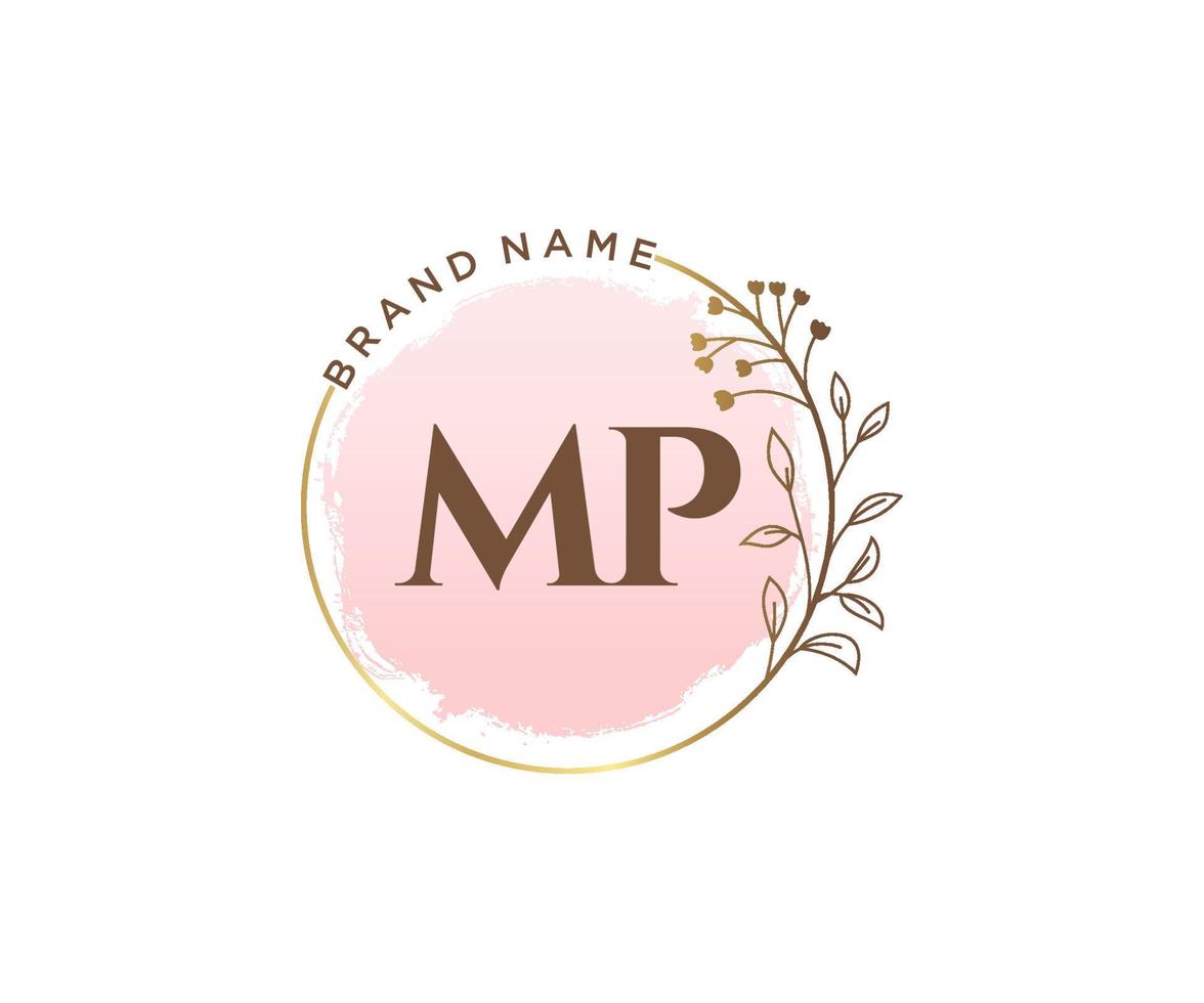Initial MP feminine logo. Usable for Nature, Salon, Spa, Cosmetic and Beauty Logos. Flat Vector Logo Design Template Element.
