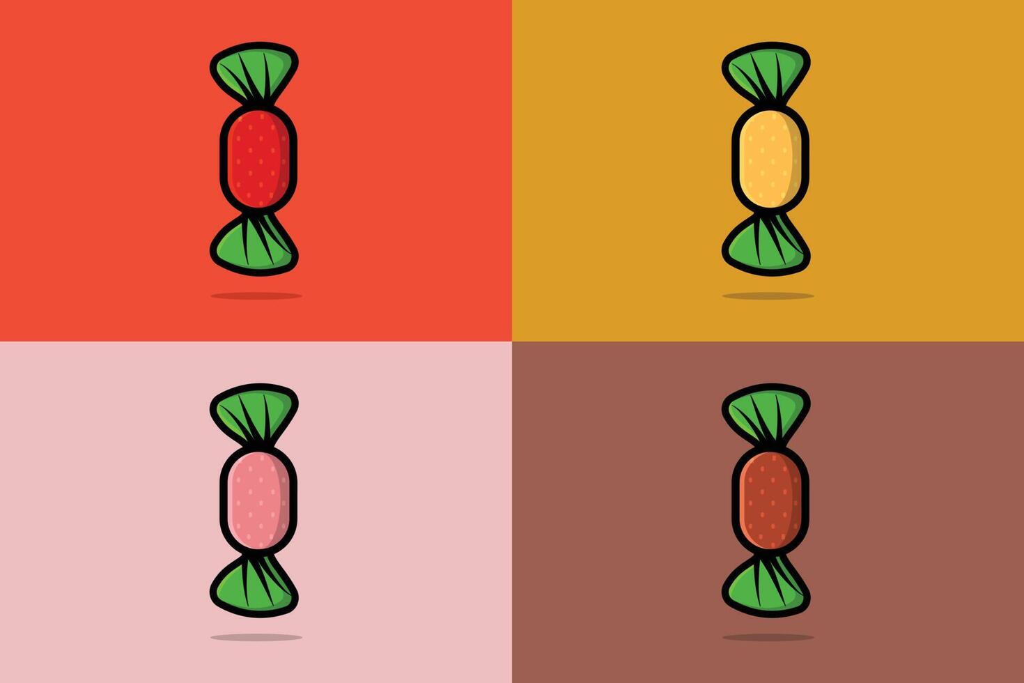 Set of Candy in Wrapper vector illustration. Food object icon concept. Christmas sweet candy collection vector design. Christmas decorative elements icon.
