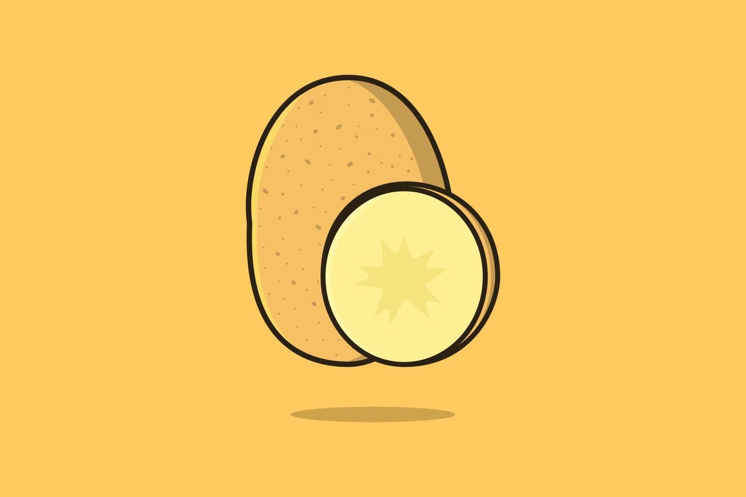 Potato with Potato slice vegetable vector illustration. Food nature icon concept. Garden fresh vegetable food potato logo design.
