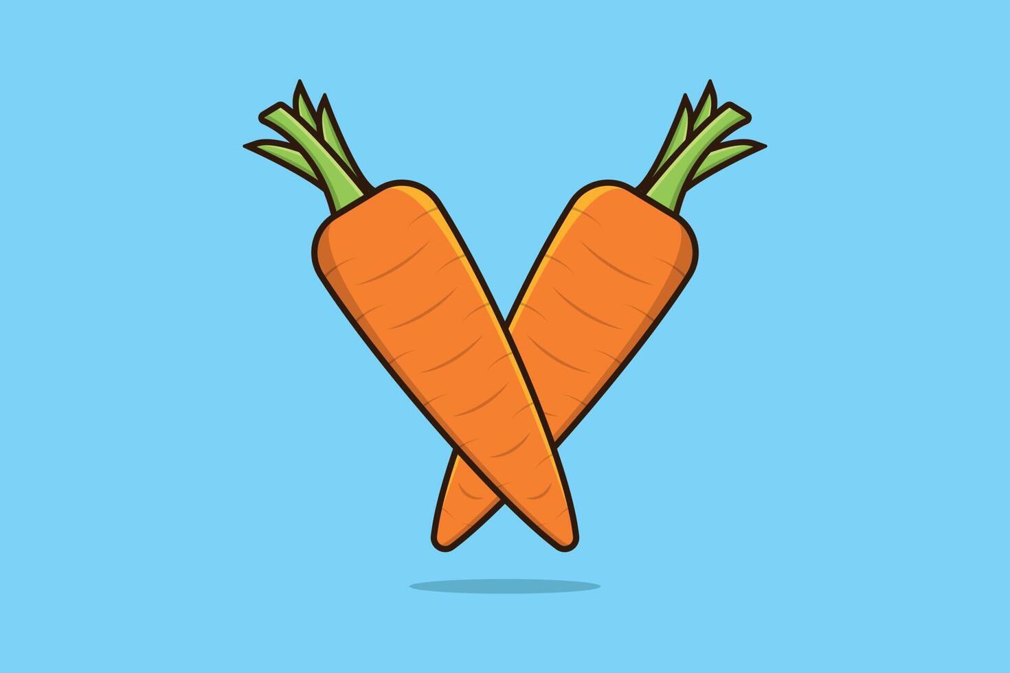 Standing Two Carrots vegetable vector illustration. Food nature icon concept. Healthy fresh vegetable food carrot icon design.