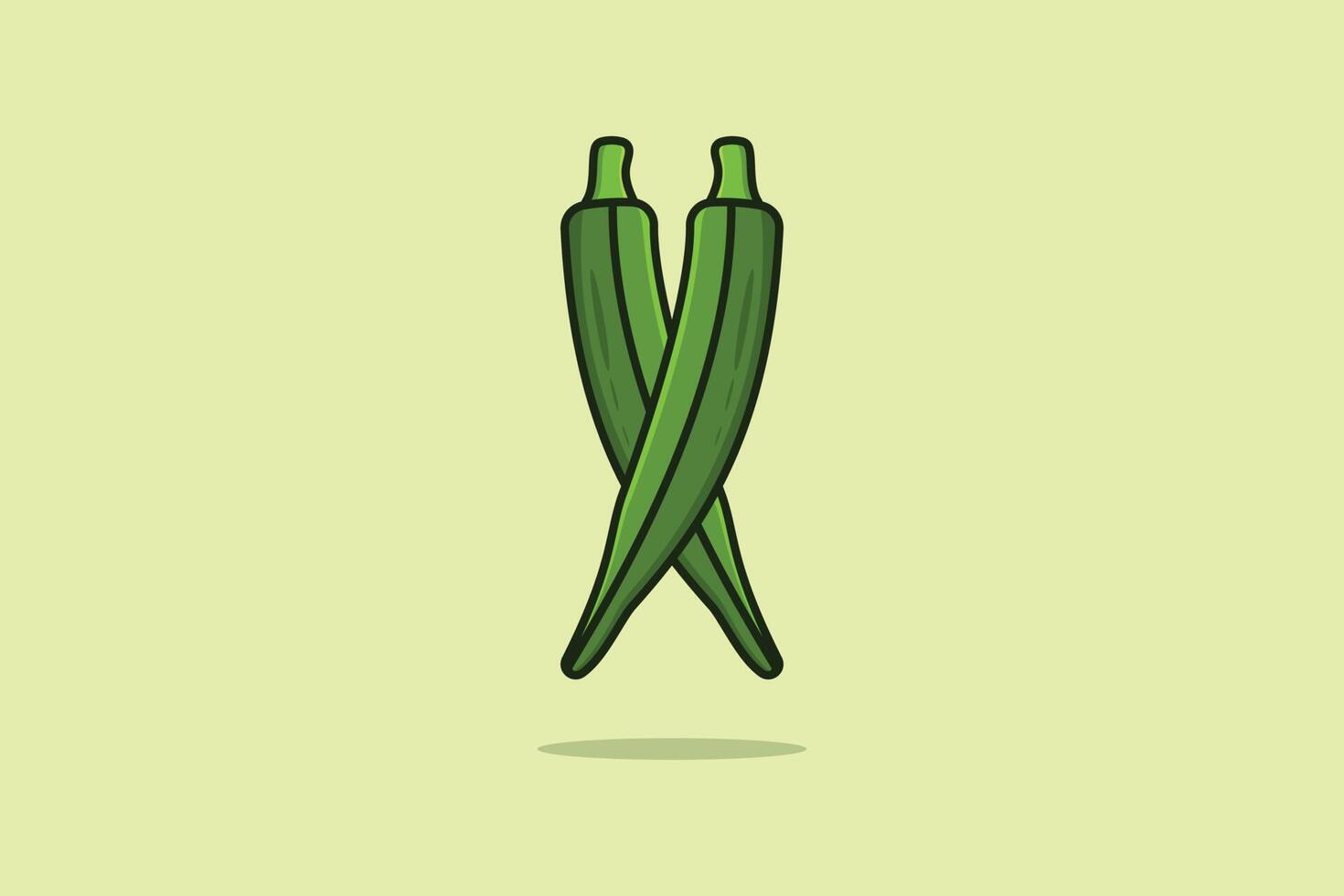 Green Okra vegetable vector illustration. Food nature icon concept. Healthy fresh vegetable food Okra icon design.