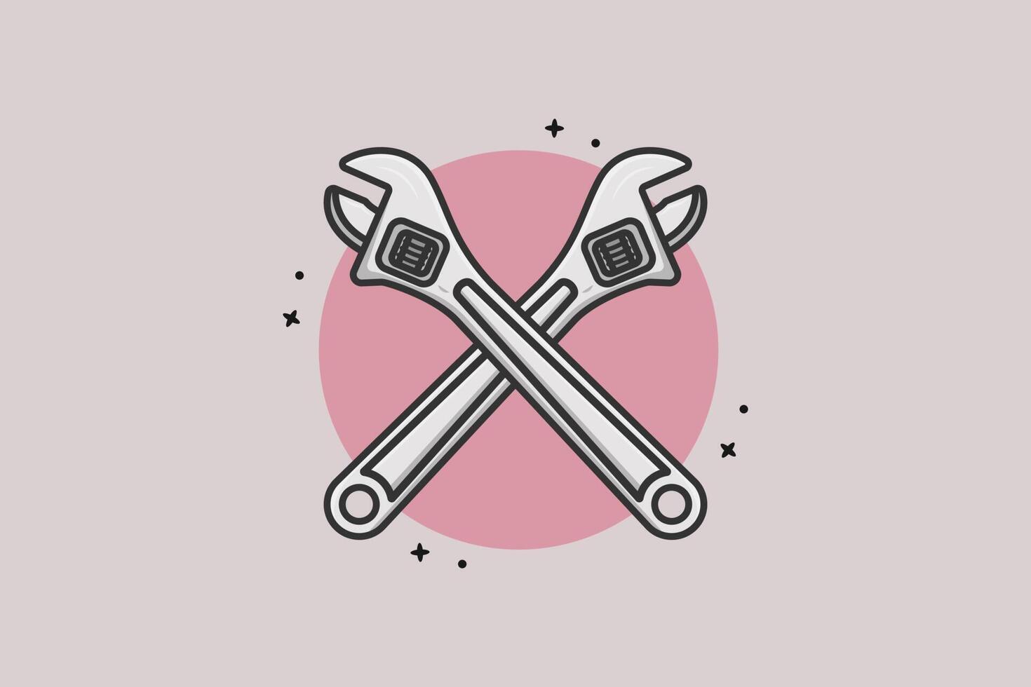 Adjustable wrench tool vector illustration. Mechanic and Plumber working tool equipment icon concept. Wrench tool in cross sign vector design.