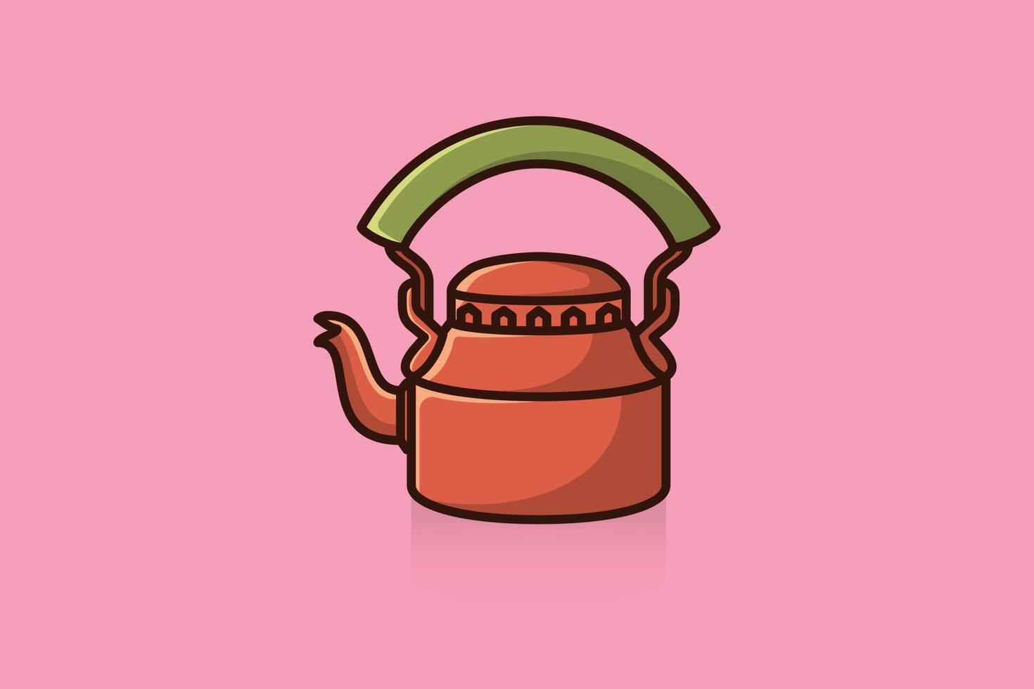 Beautiful Tea Kettle vector illustration. Food and drink object icon concept. Breakfast Teapot with closed lid icon design on pink background.