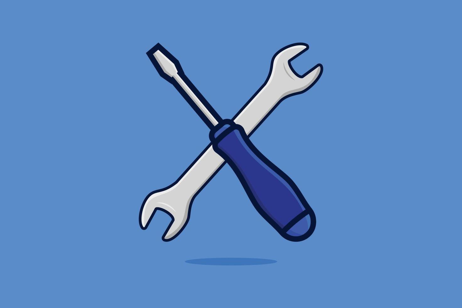 Screwdriver and Wrench vector illustration. Working tools equipment objects icon concept. Wrench tool and Screwdriver in cross sign vector design.