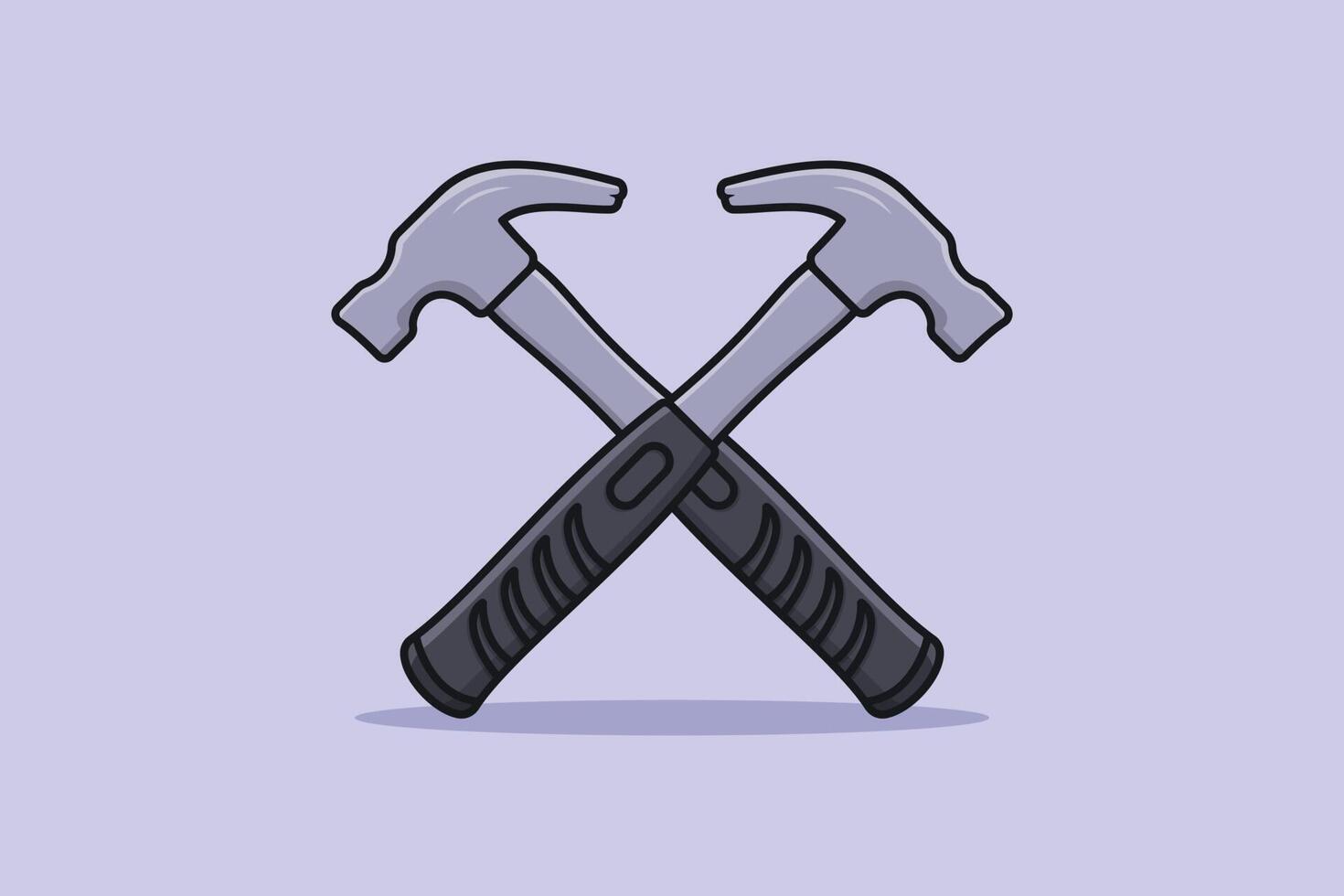 Claw Hammer tool vector illustration. Working tools equipment objects icon concept. Claw Hammer tool in cross sign vector design on purple background.