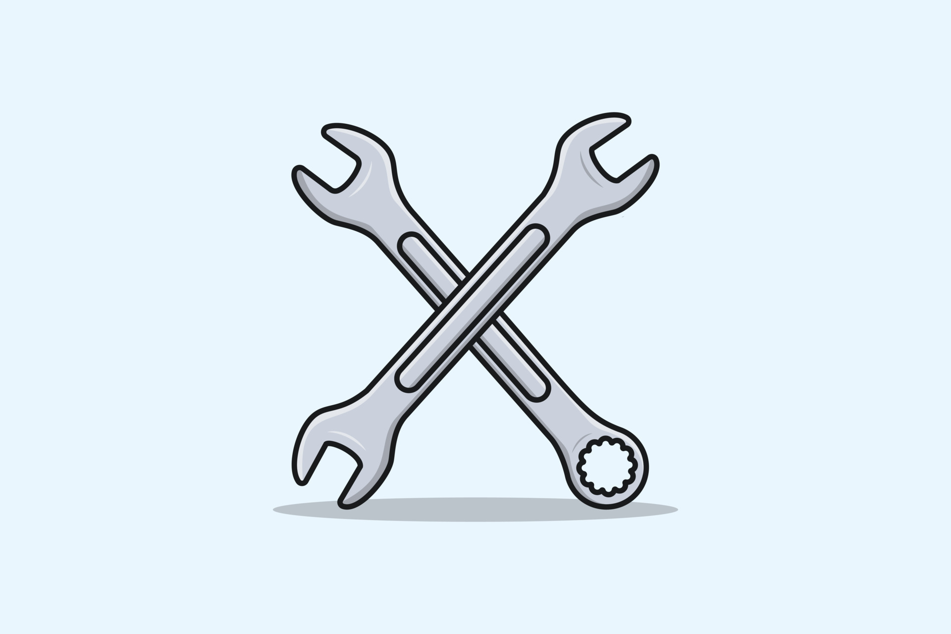 Wrench tool and Metric Spanner Wrench vector illustration