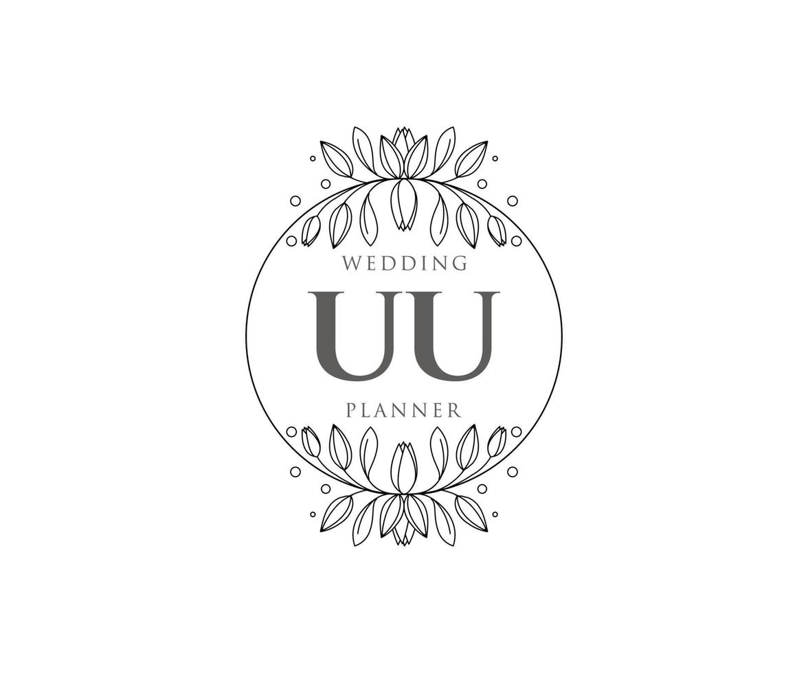 UU Initials letter Wedding monogram logos collection, hand drawn modern minimalistic and floral templates for Invitation cards, Save the Date, elegant identity for restaurant, boutique, cafe in vector