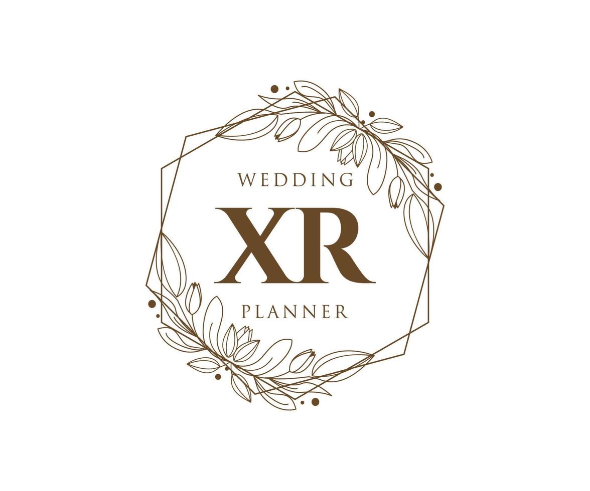 XR Initials letter Wedding monogram logos collection, hand drawn modern minimalistic and floral templates for Invitation cards, Save the Date, elegant identity for restaurant, boutique, cafe in vector