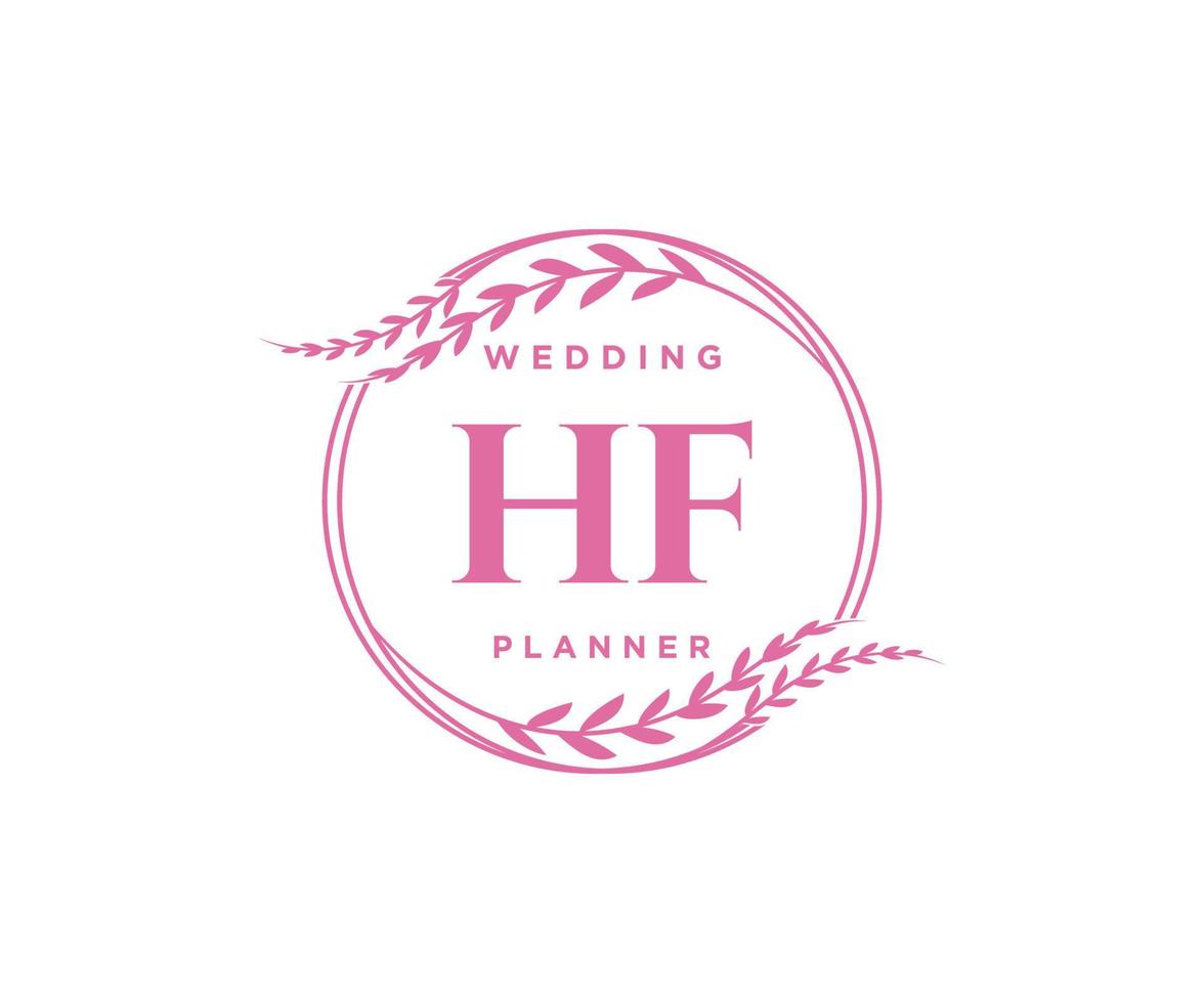 HF Initials letter Wedding monogram logos collection, hand drawn modern minimalistic and floral templates for Invitation cards, Save the Date, elegant identity for restaurant, boutique, cafe in vector