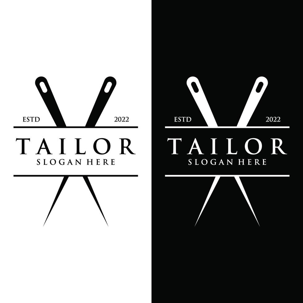 Tailor silhouette logo with needle, thread, benik and sewing machine ...