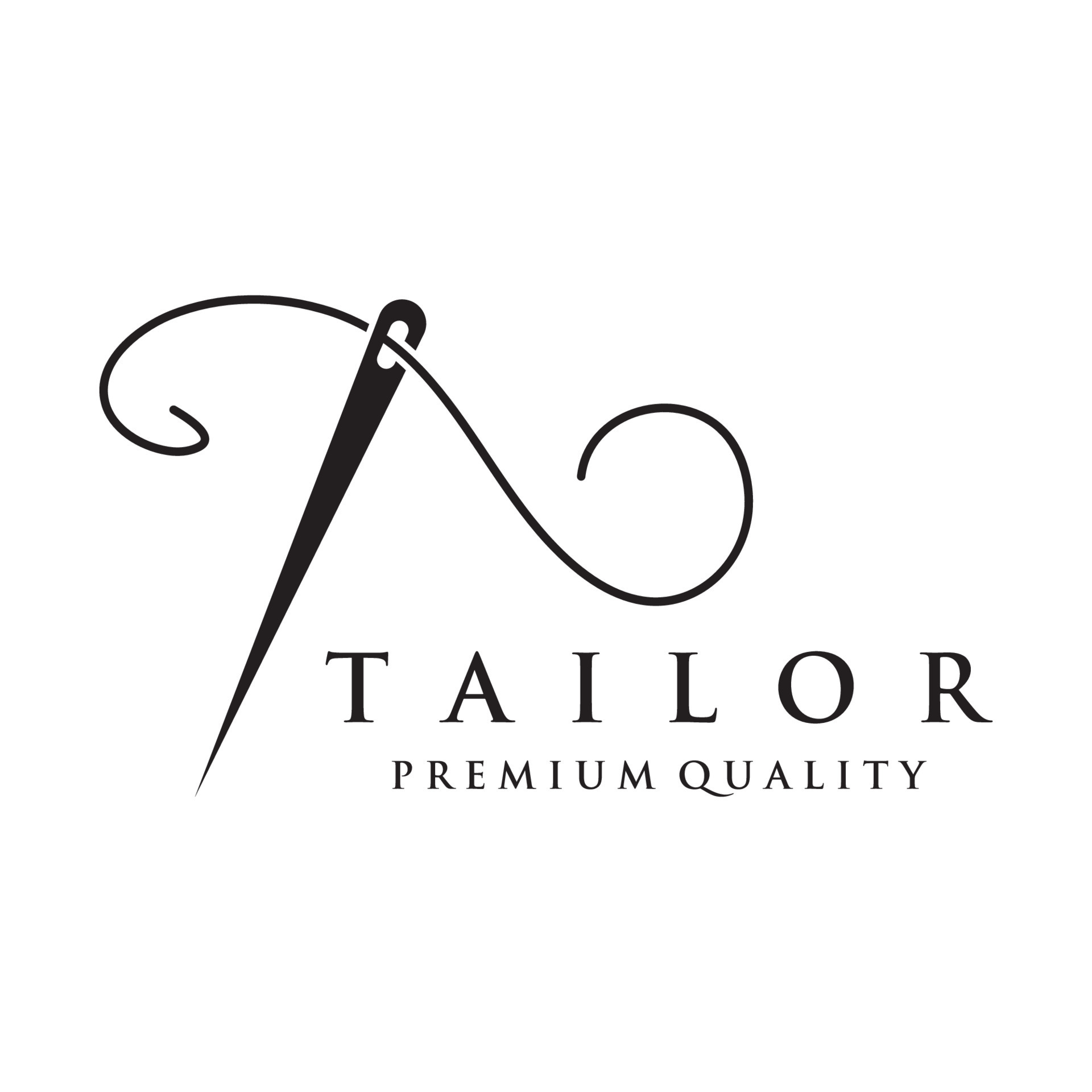 Tailor silhouette logo with needle, thread, benik and sewing machine ...