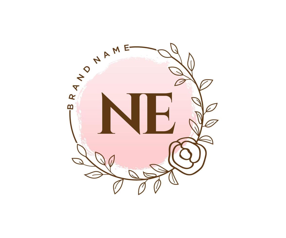 Initial NE feminine logo. Usable for Nature, Salon, Spa, Cosmetic and Beauty Logos. Flat Vector Logo Design Template Element.