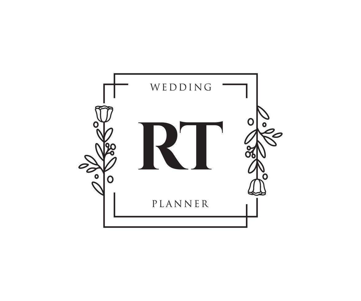 Initial RT feminine logo. Usable for Nature, Salon, Spa, Cosmetic and Beauty Logos. Flat Vector Logo Design Template Element.