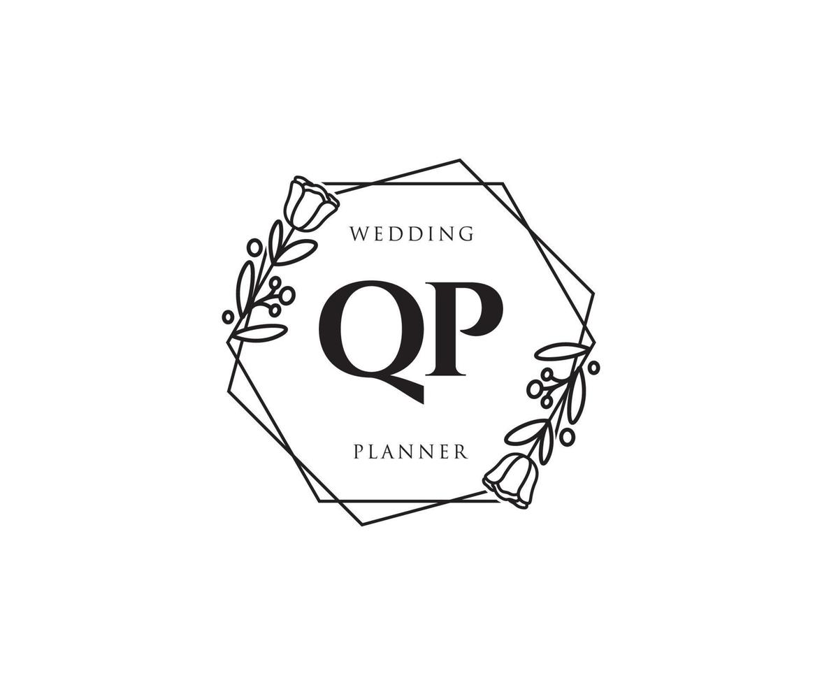 Initial QP feminine logo. Usable for Nature, Salon, Spa, Cosmetic and Beauty Logos. Flat Vector Logo Design Template Element.