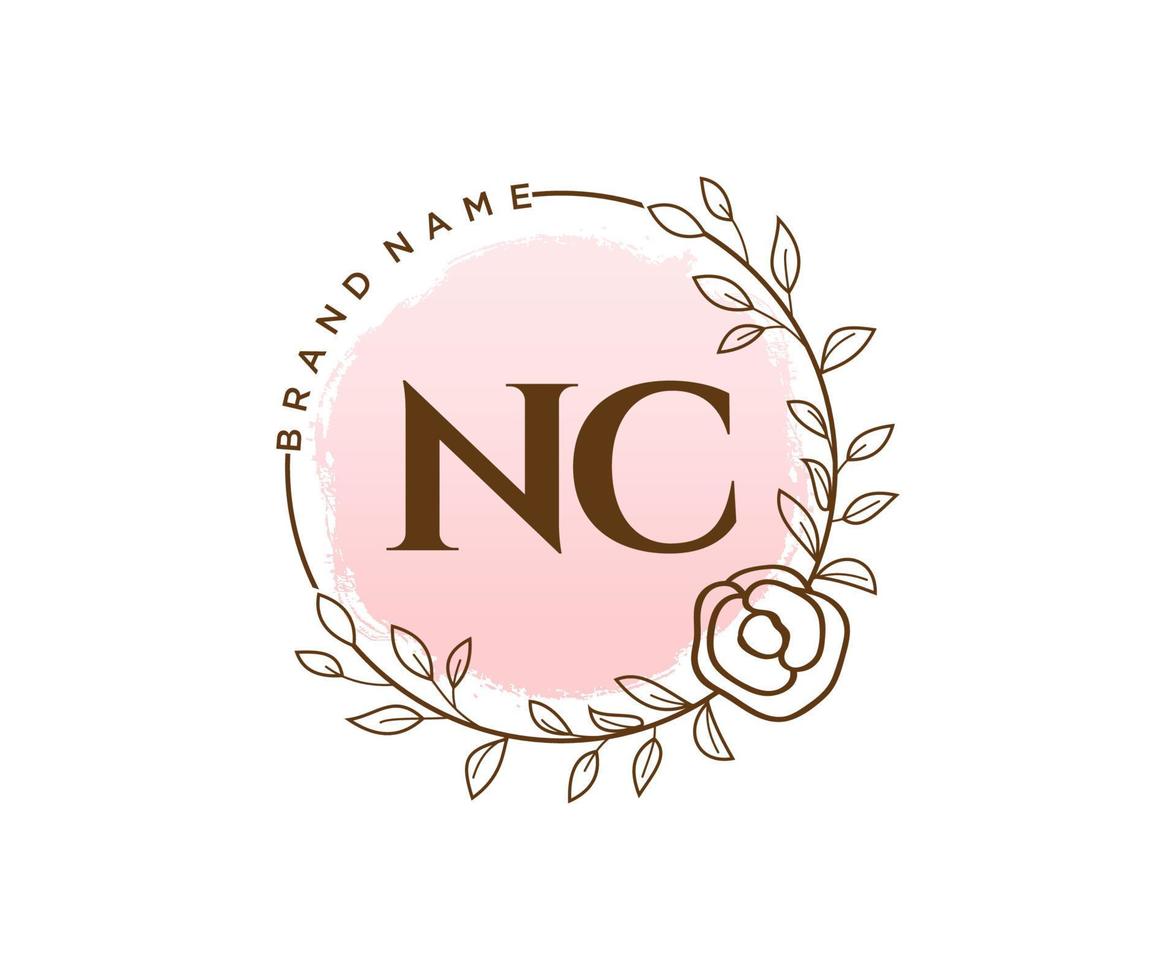 Initial NC feminine logo. Usable for Nature, Salon, Spa, Cosmetic and Beauty Logos. Flat Vector Logo Design Template Element.
