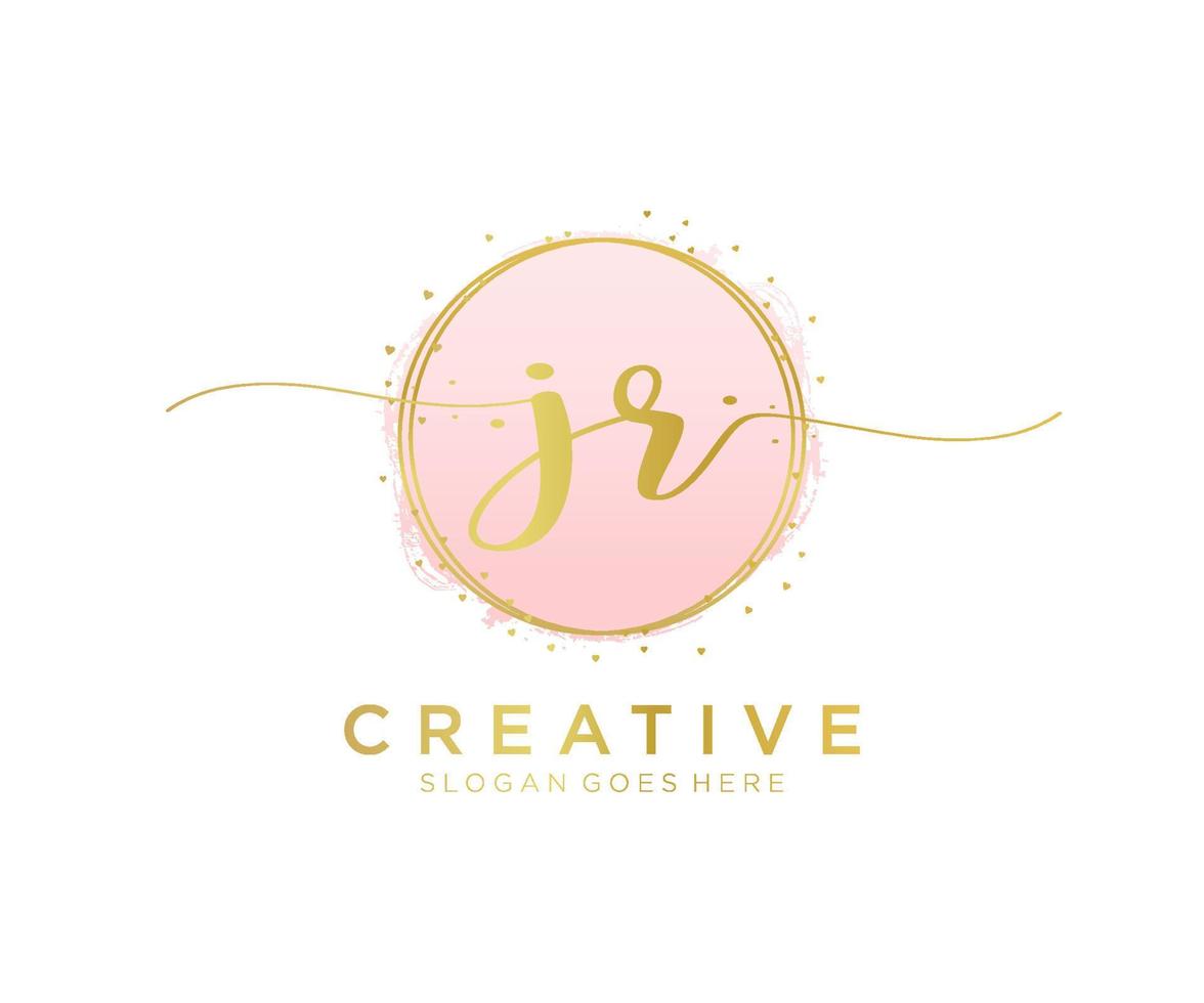 Initial JR feminine logo. Usable for Nature, Salon, Spa, Cosmetic and Beauty Logos. Flat Vector Logo Design Template Element.