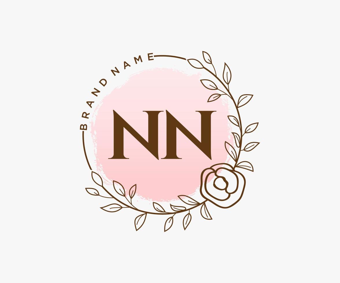 logotipo femenino inicial nn. utilizable para logotipos de naturaleza, salón, spa, cosmética y belleza. elemento de plantilla de diseño de logotipo de vector plano.