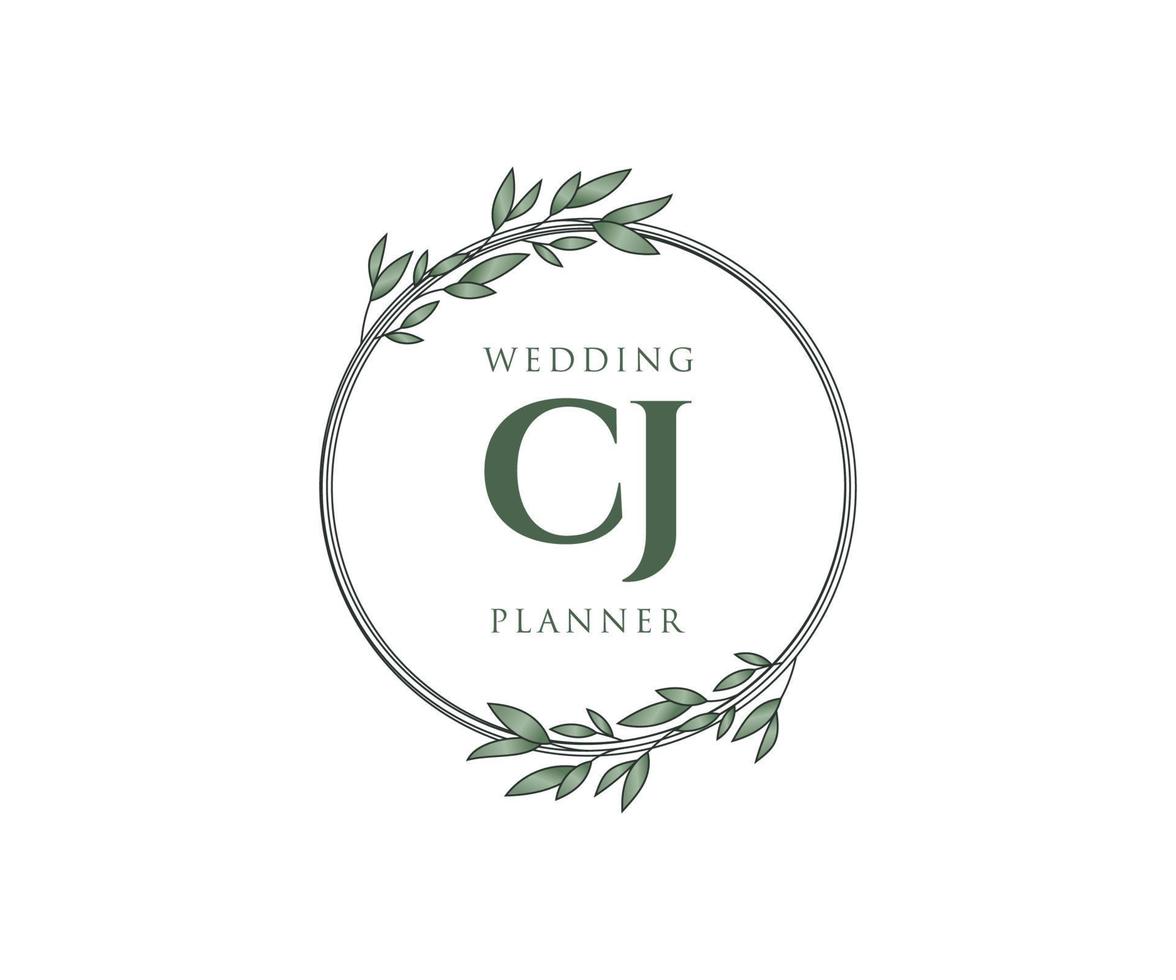 CJ Initials letter Wedding monogram logos collection, hand drawn modern minimalistic and floral templates for Invitation cards, Save the Date, elegant identity for restaurant, boutique, cafe in vector