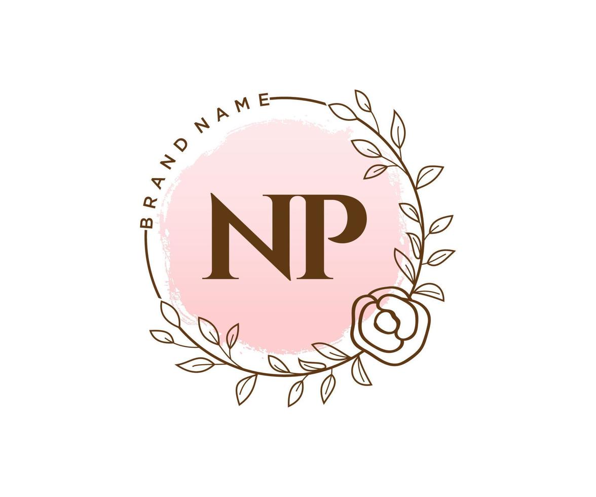 Initial NP feminine logo. Usable for Nature, Salon, Spa, Cosmetic and Beauty Logos. Flat Vector Logo Design Template Element.