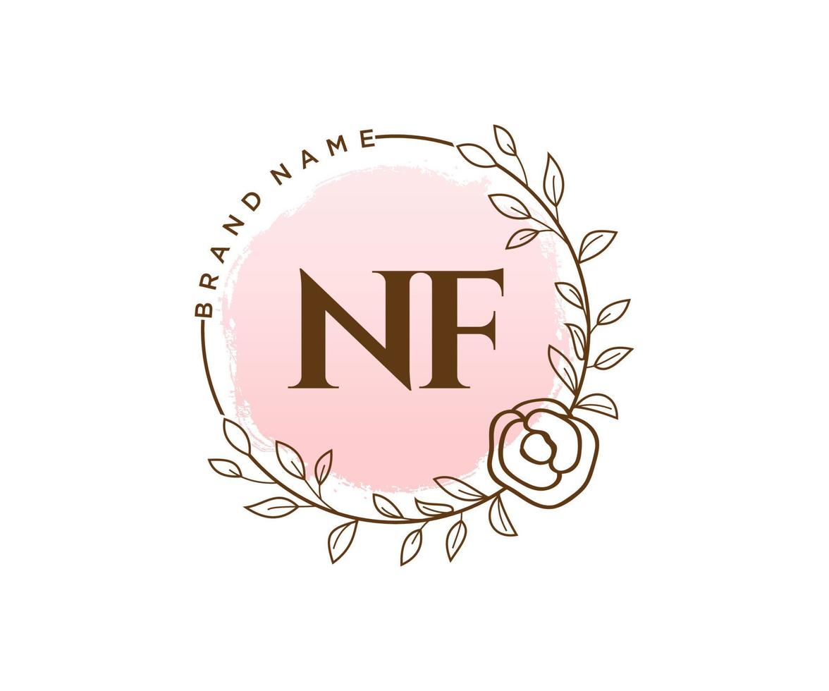 Initial NF feminine logo. Usable for Nature, Salon, Spa, Cosmetic and Beauty Logos. Flat Vector Logo Design Template Element.