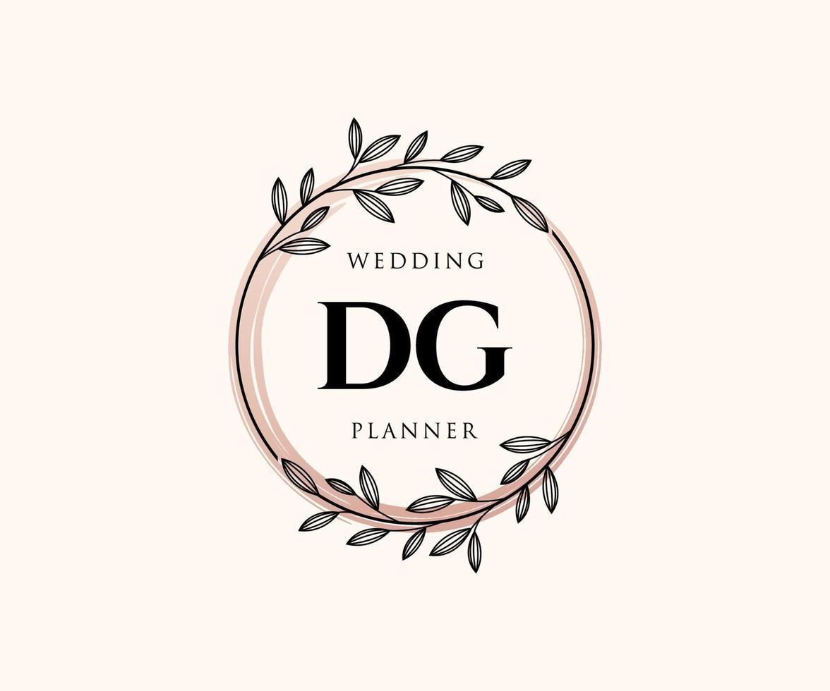 DG Initials letter Wedding monogram logos collection, hand drawn modern minimalistic and floral templates for Invitation cards, Save the Date, elegant identity for restaurant, boutique, cafe in vector