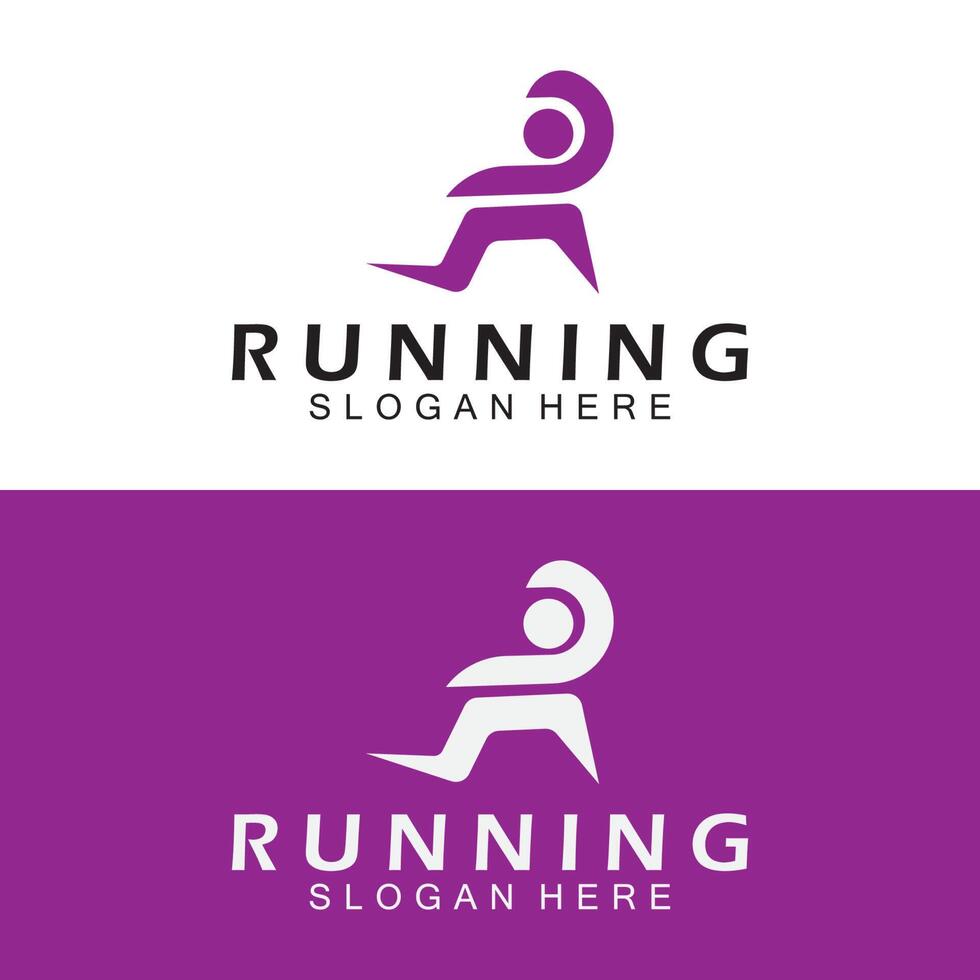 Letter R for running logo design combination letter R and people vector