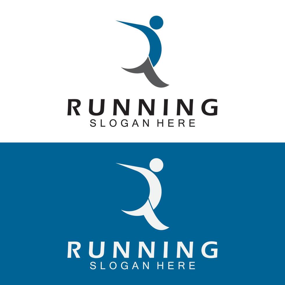 Letter R for running logo design combination letter R and people vector