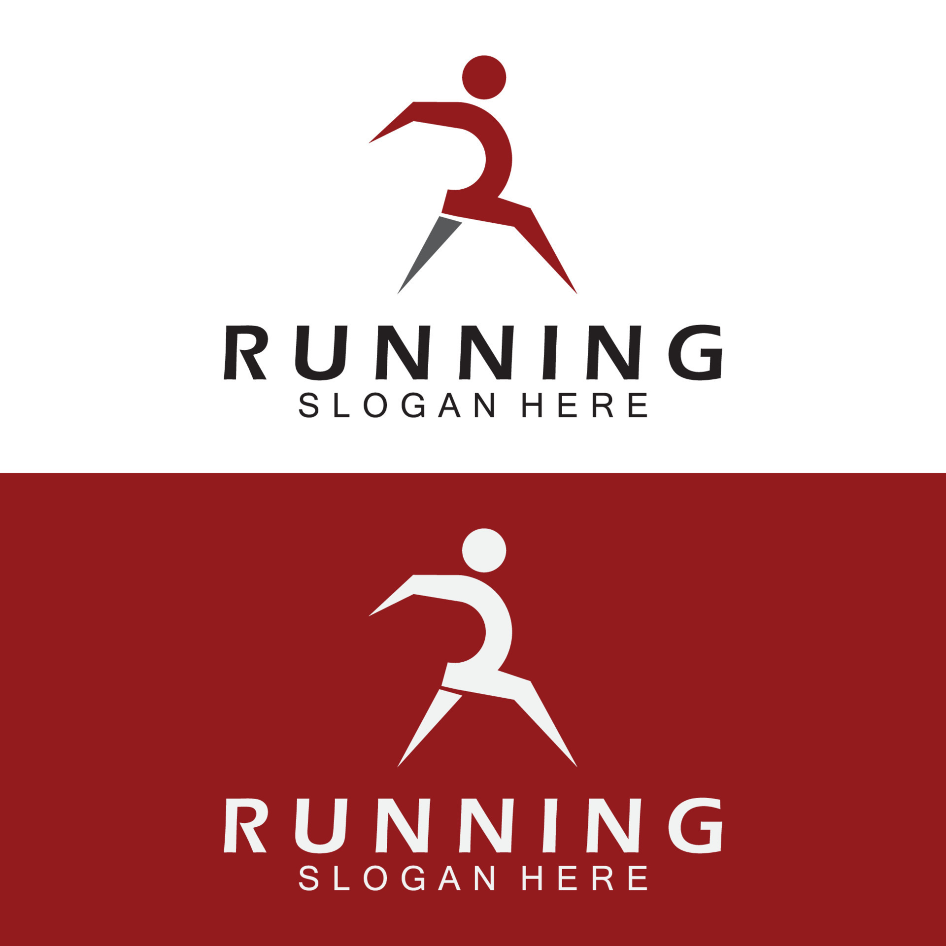 Letter R for running logo design combination letter R and people