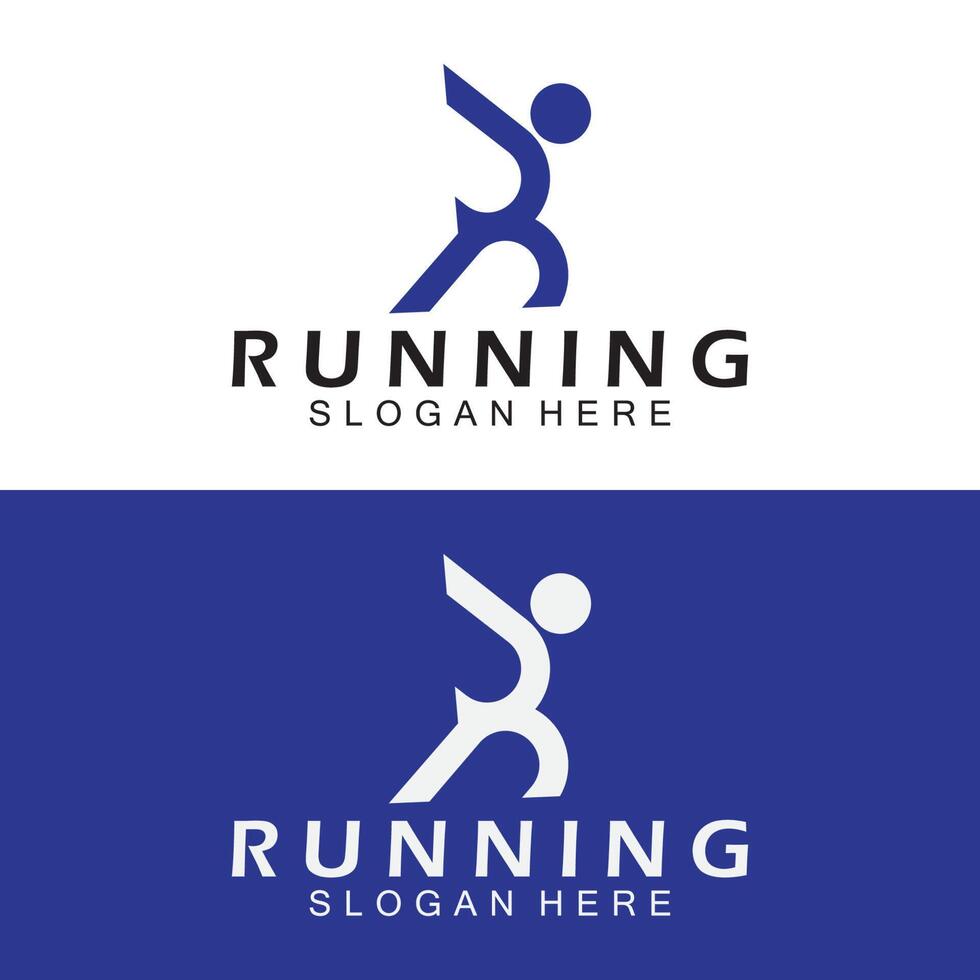 Letter R for running logo design combination letter R and people vector