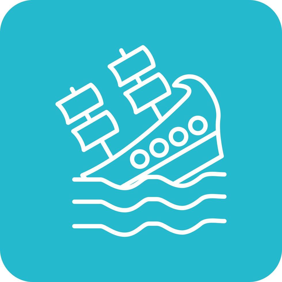 Shipwreck Line Round Corner Background Icons vector