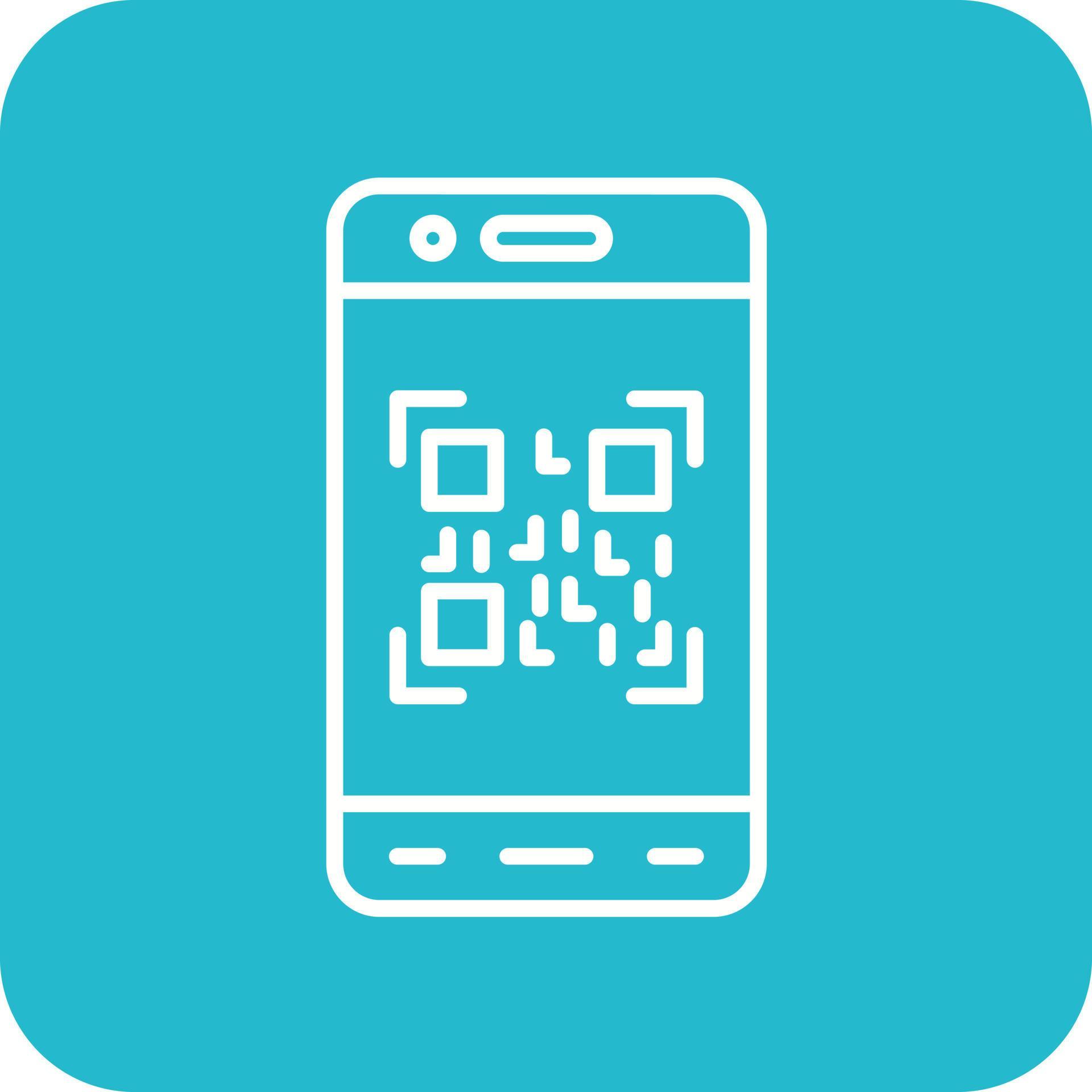Mobile Qr Code Line Round Corner Background Icons 14724423 Vector Art