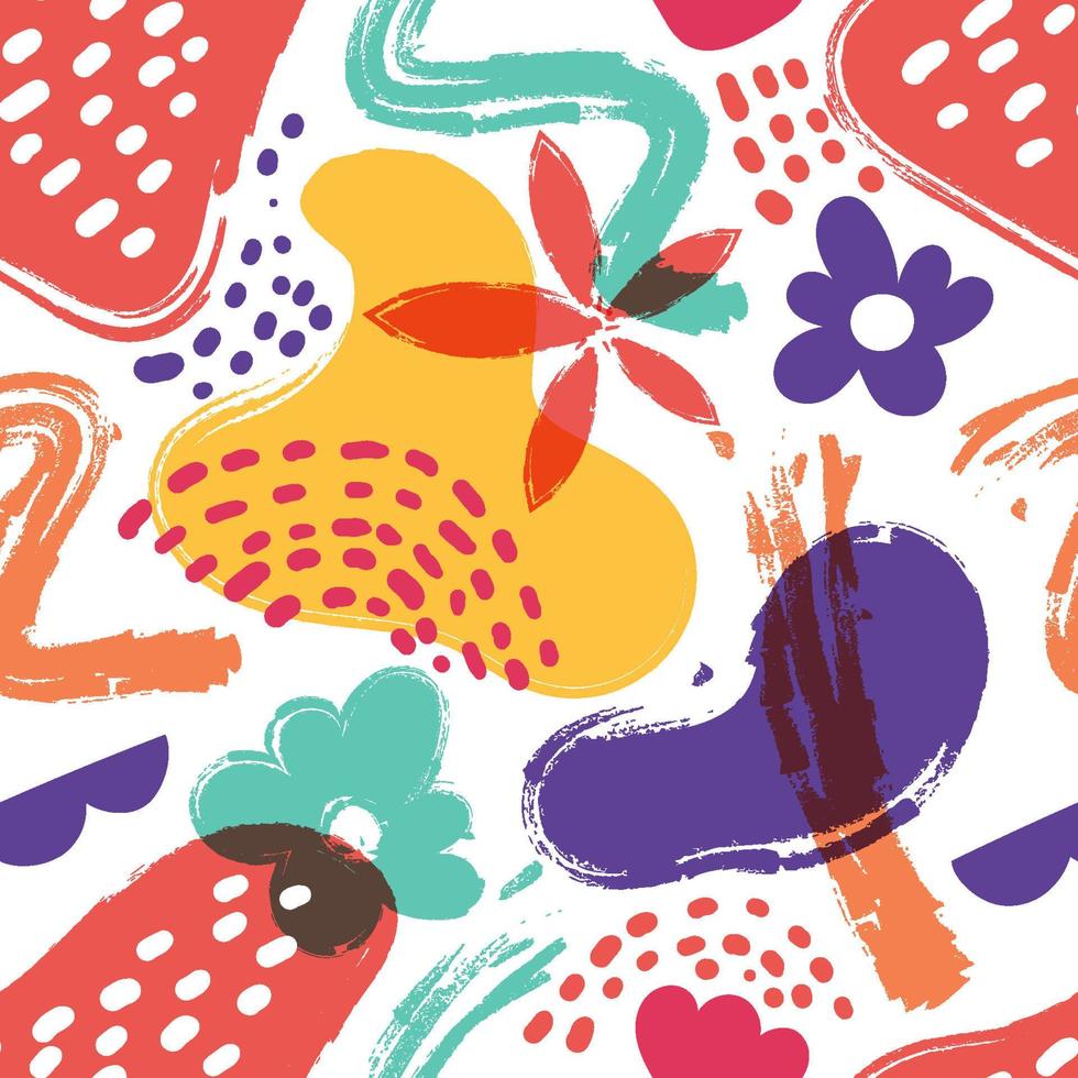 Hand Drawn Brush Strokes Seamless Pattern vector