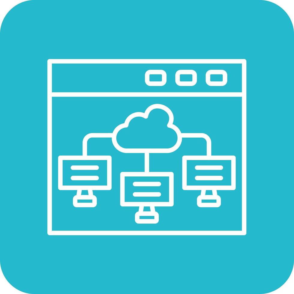 Cloud Computing Line Round Corner Background Icons vector