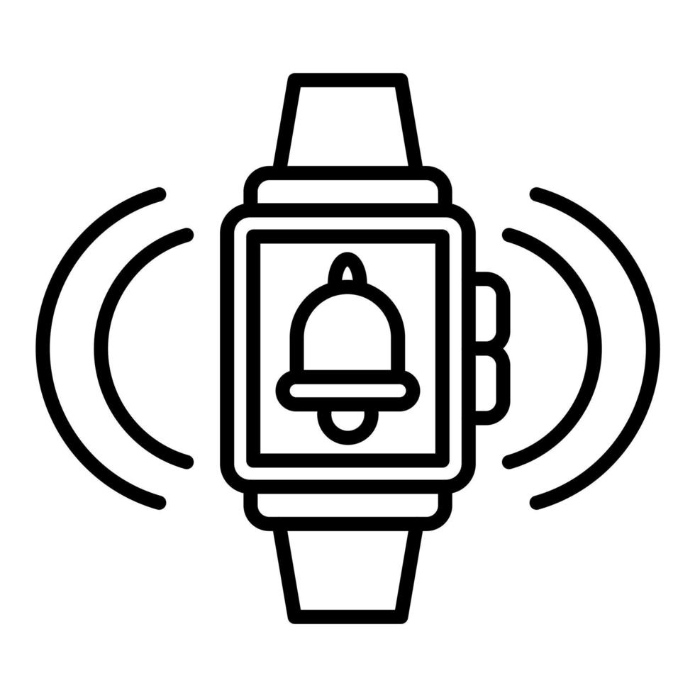 icono de línea de alarma de reloj inteligente vector