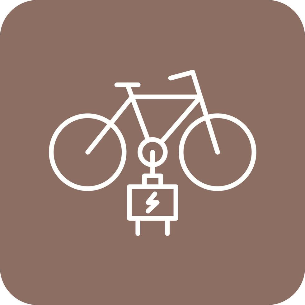 línea de bicicleta eléctrica iconos de fondo de esquina redonda vector