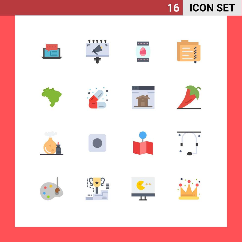 Modern Set of 16 Flat Colors Pictograph of file data billboard archive easter Editable Pack of Creative Vector Design Elements
