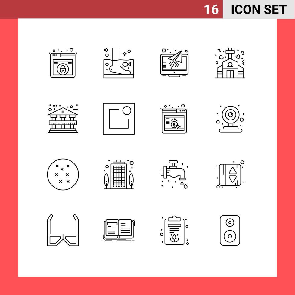 16 Outline concept for Websites Mobile and Apps architecture marriage wellness church screen Editable Vector Design Elements
