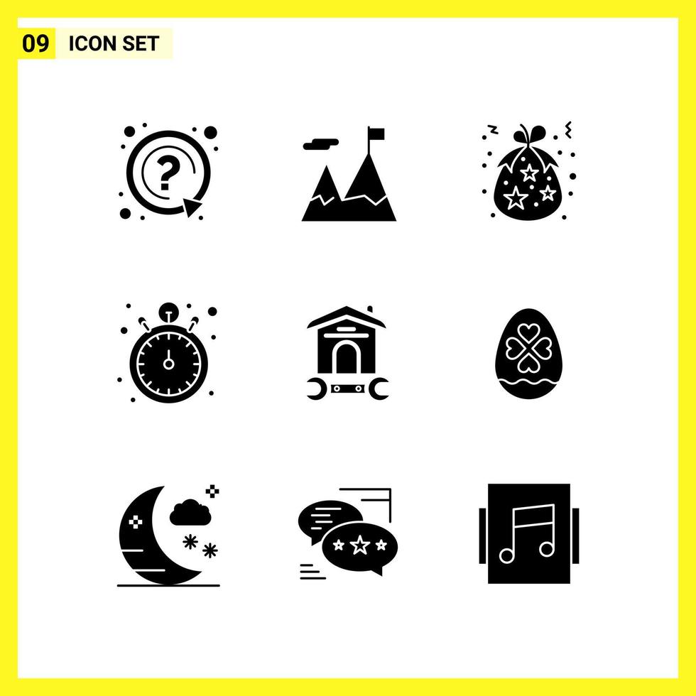 9 Icon Set Simple Solid Symbols Glyph Sign on White Background for Website Design Mobile Applications and Print Media vector