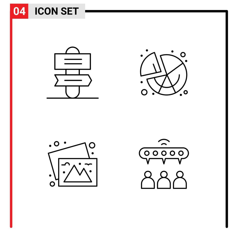 Pictogram Set of 4 Simple Filledline Flat Colors of holiday travel chart graph group Editable Vector Design Elements