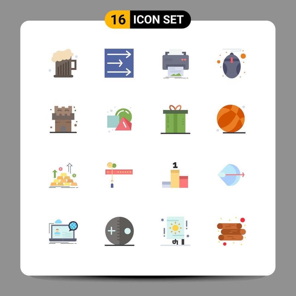 16 iconos creativos signos y símbolos modernos de la tecnología del castillo impresora mouse computadora paquete editable de elementos creativos de diseño vectorial vector