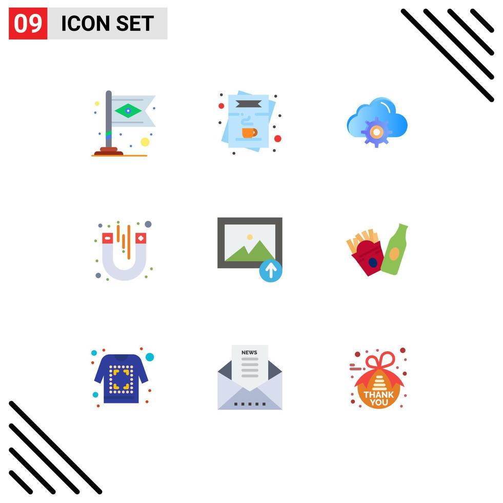 Group of 9 Flat Colors Signs and Symbols for image test order magnet computing Editable Vector Design Elements