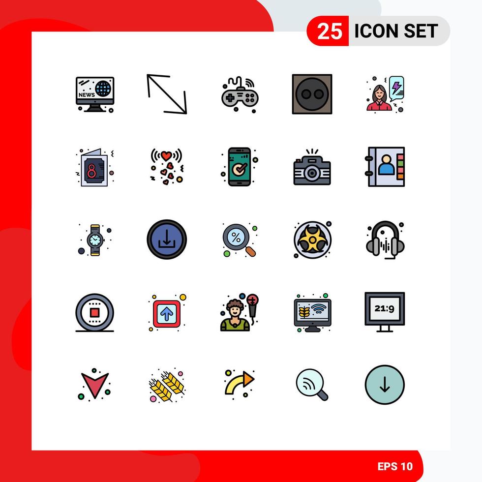 25 iconos creativos signos y símbolos modernos de mujeres feminismo cable de enchufe de internet elementos de diseño vectorial editables vector