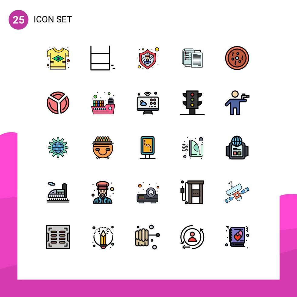 Group of 25 Filled line Flat Colors Signs and Symbols for chemistry wlan sport transfer file Editable Vector Design Elements