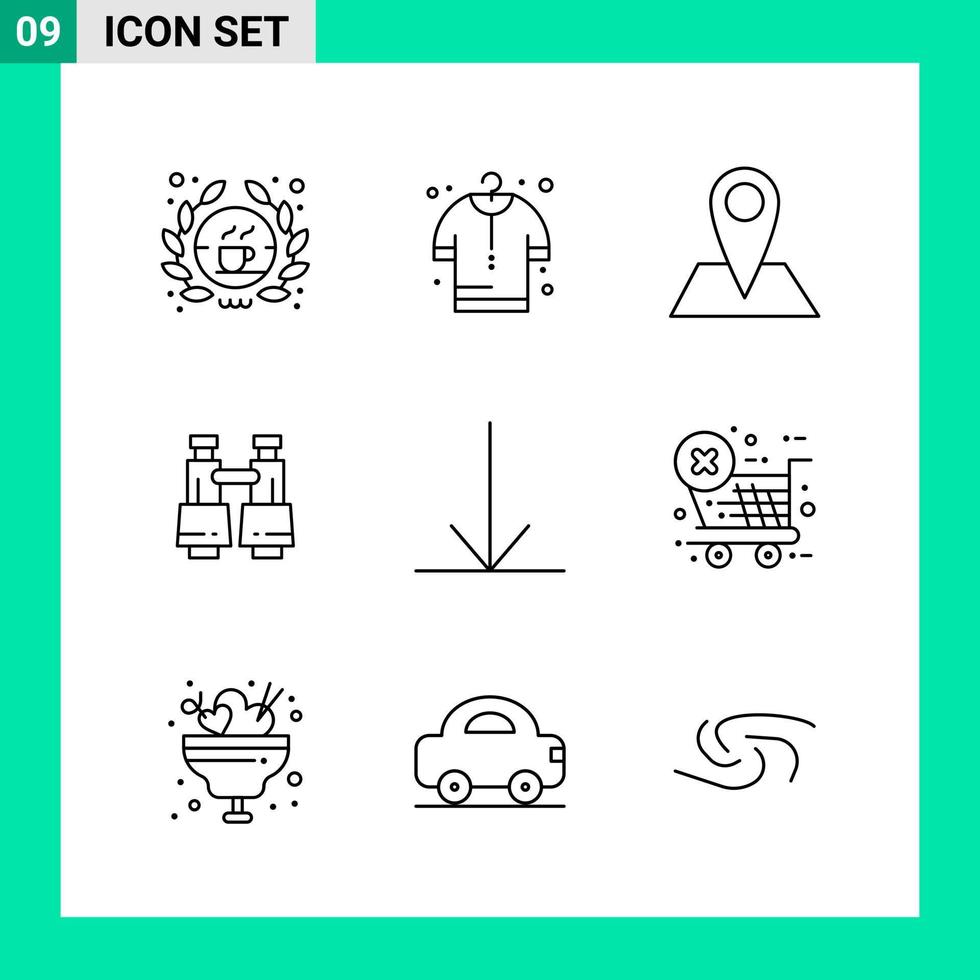 Pack of 9 Line Style Icon Set Outline Symbols for print Creative Signs Isolated on White Background 9 Icon Set vector