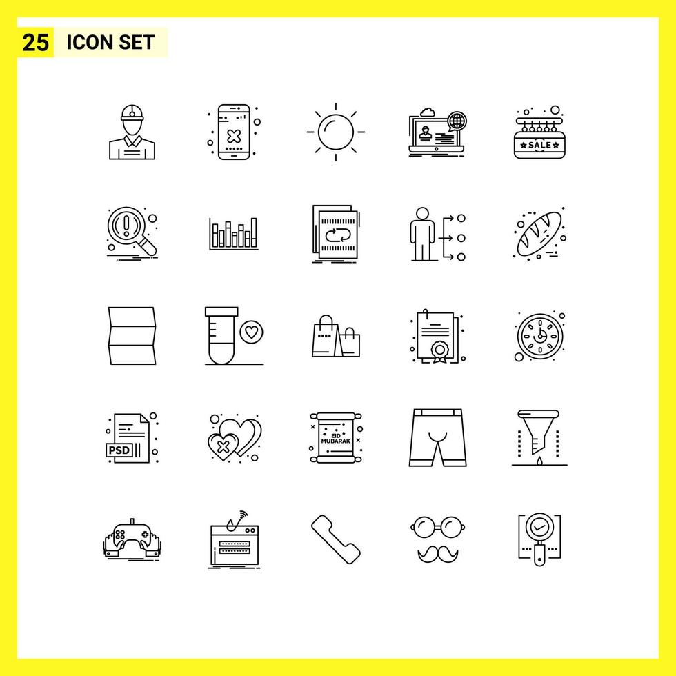 Pictogram Set of 25 Simple Lines of sale website day seminar forum Editable Vector Design Elements