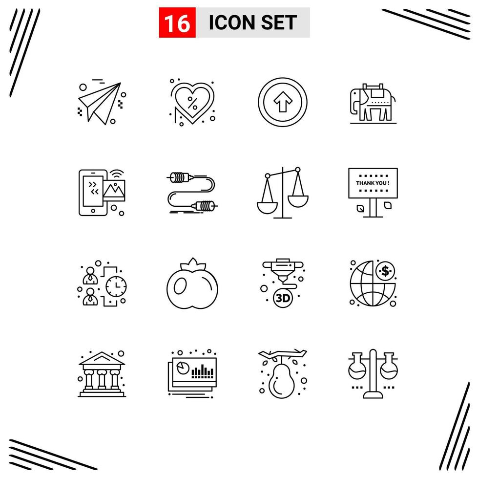 conjunto de 16 iconos de interfaz de usuario modernos símbolos signos para internet usa flecha americana elementos de diseño vectorial editables vector