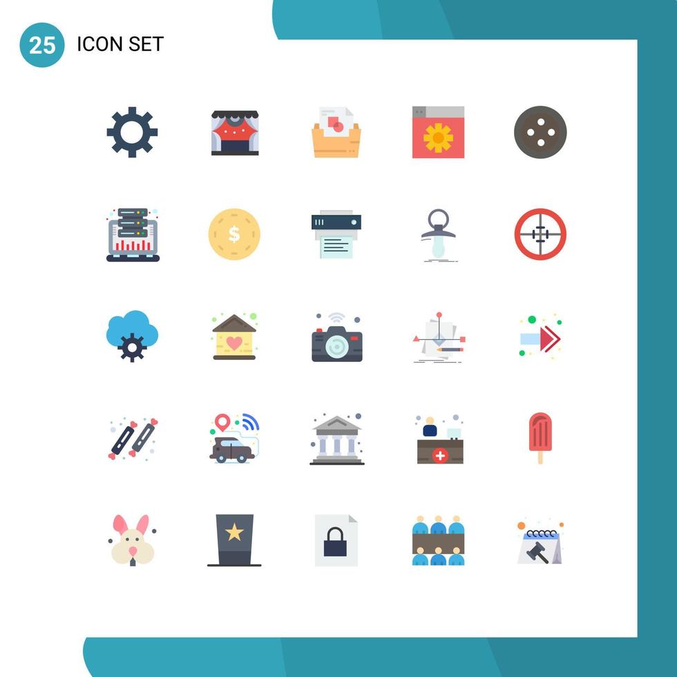 Flat Color Pack of 25 Universal Symbols of graph stud document folder sew design Editable Vector Design Elements